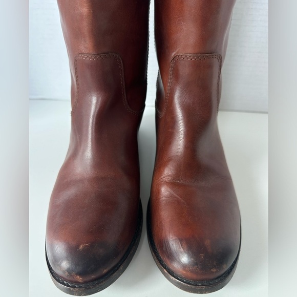 FRYE Melissa Button Cognac Brown Tan Tall Equestrian Riding Style Boots size 6.5 - Picture 5 of 11